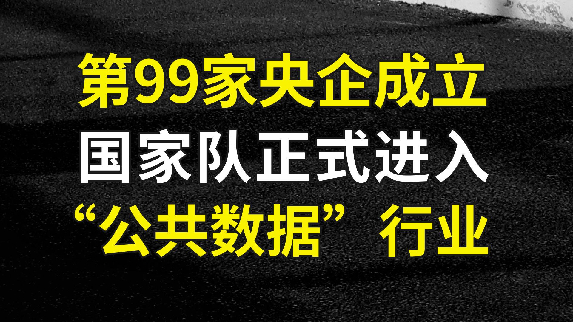 第99家央企成立：国家队正式进入"公共数据”行业