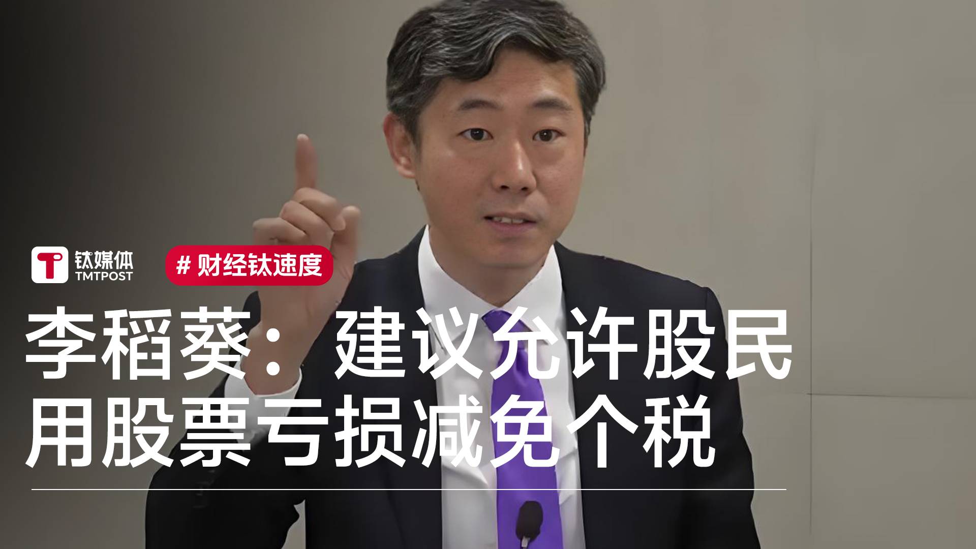 经济学家李稻葵：建议允许股民用股票亏损减免个税丨视讯速递