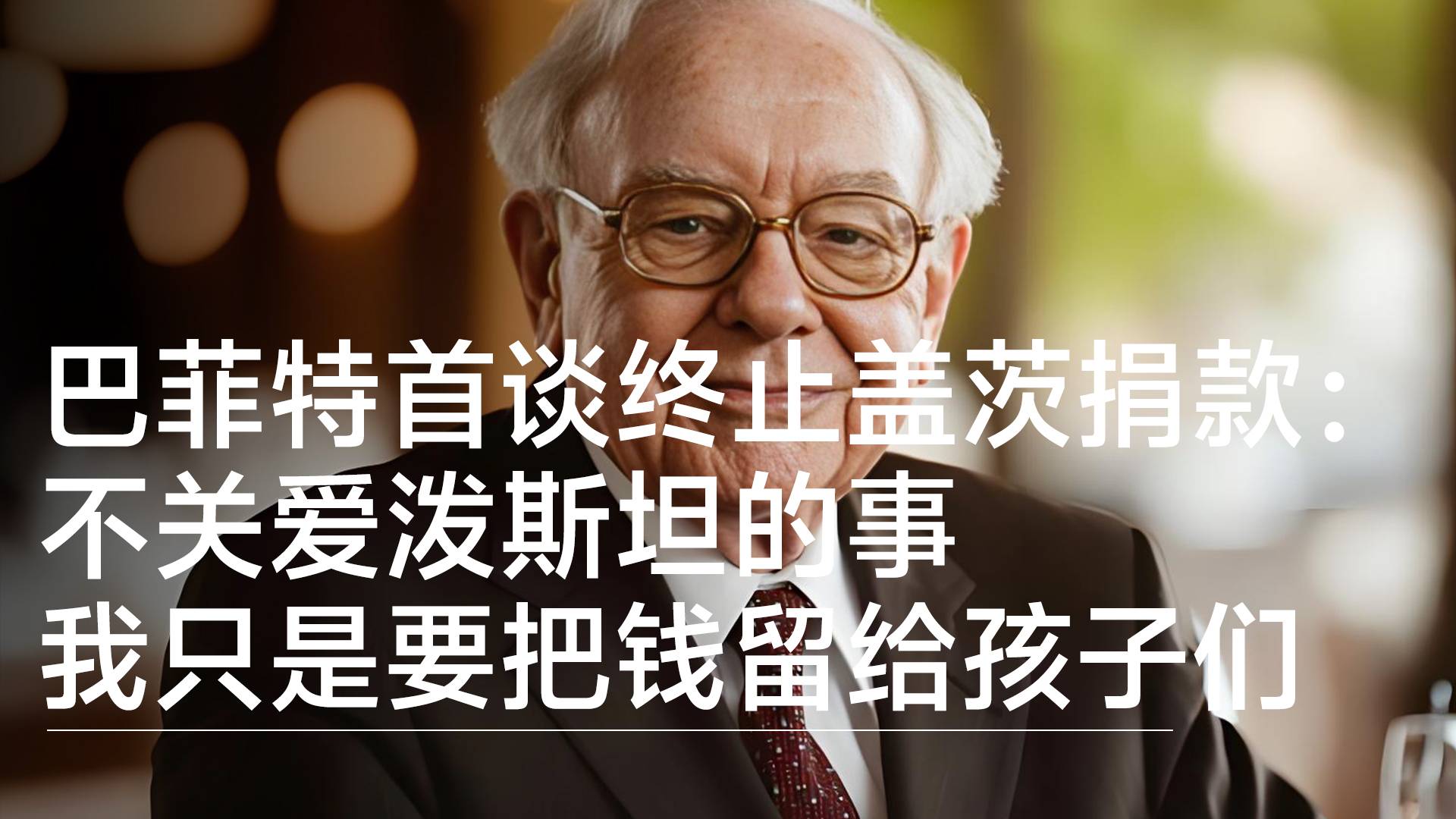 巴菲特谈终止盖茨捐款：不关爱泼斯坦的事 只是要把钱留给孩子们丨视讯速递