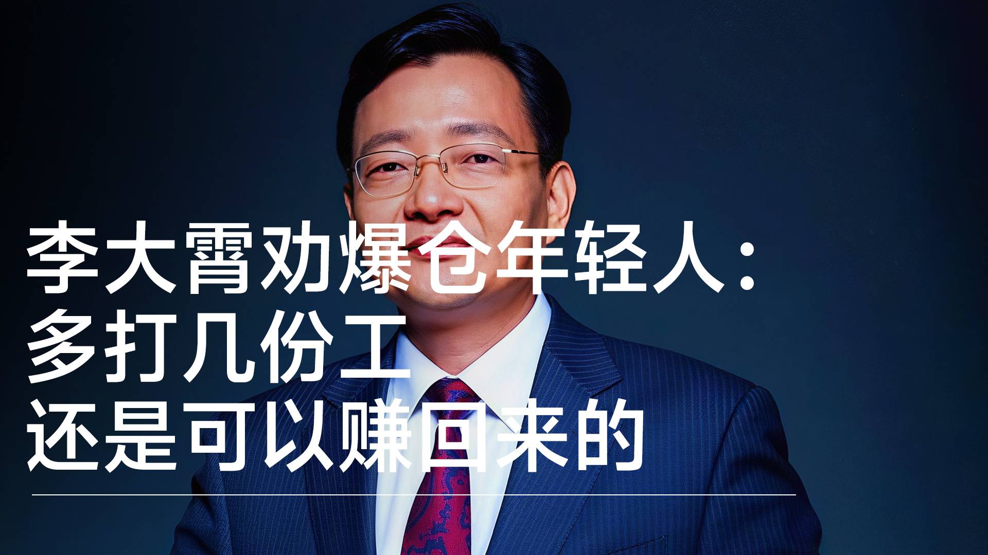 李大霄劝爆仓年轻人：多打几份工 还是可以赚回来的丨视讯速递